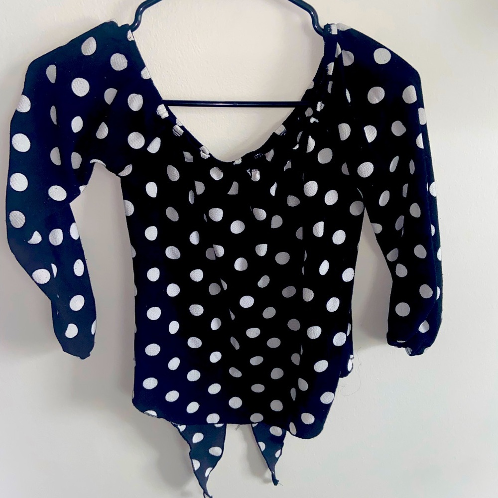 Drop shoulder, polka dot blouse